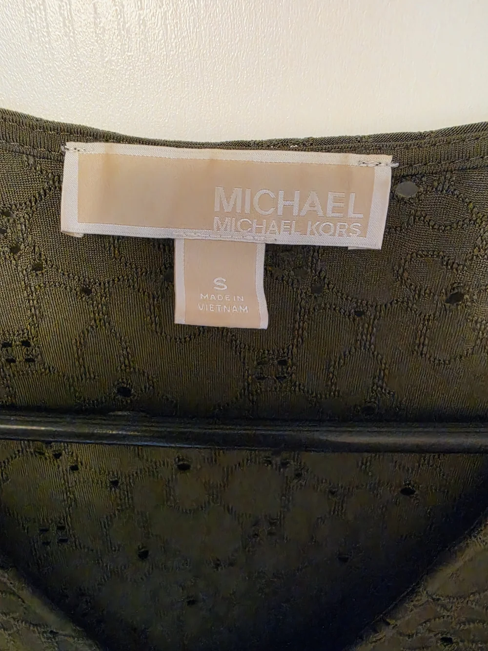 Michael Kors Olive Eyelet V-Neck Flutter Sleeve Blouse